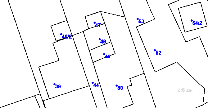 Parcela st. 45 v KÚ Jerlochovice, Katastrální mapa