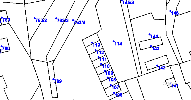 Parcela st. 112 v KÚ Jerlochovice, Katastrální mapa