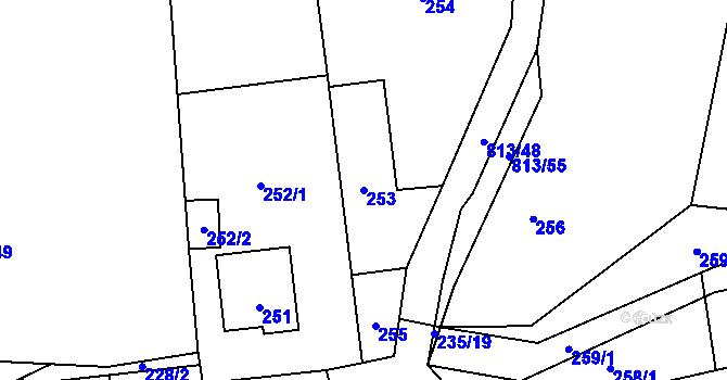 Parcela st. 253 v KÚ Jerlochovice, Katastrální mapa