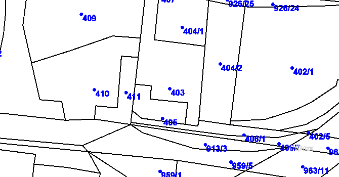 Parcela st. 403 v KÚ Jerlochovice, Katastrální mapa