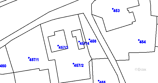 Parcela st. 457/4 v KÚ Jerlochovice, Katastrální mapa