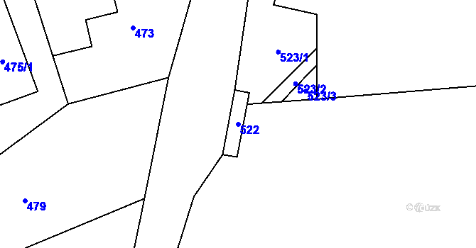 Parcela st. 522 v KÚ Jerlochovice, Katastrální mapa