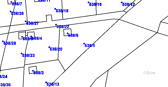 Parcela st. 538/1 v KÚ Jerlochovice, Katastrální mapa