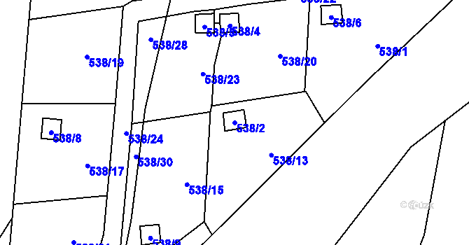 Parcela st. 538/2 v KÚ Jerlochovice, Katastrální mapa