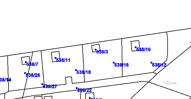 Parcela st. 538/3 v KÚ Jerlochovice, Katastrální mapa
