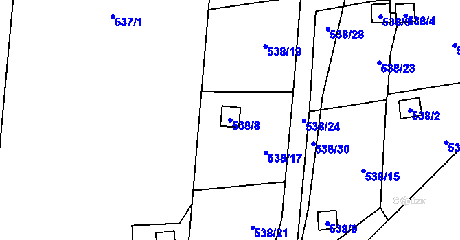 Parcela st. 538/8 v KÚ Jerlochovice, Katastrální mapa