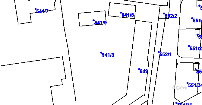 Parcela st. 541/3 v KÚ Jerlochovice, Katastrální mapa