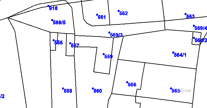 Parcela st. 559 v KÚ Jerlochovice, Katastrální mapa