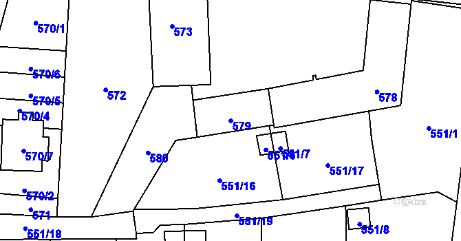 Parcela st. 579 v KÚ Jerlochovice, Katastrální mapa