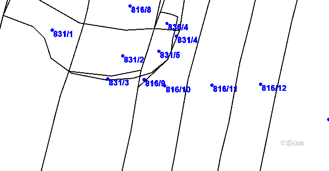 Parcela st. 816/10 v KÚ Jerlochovice, Katastrální mapa