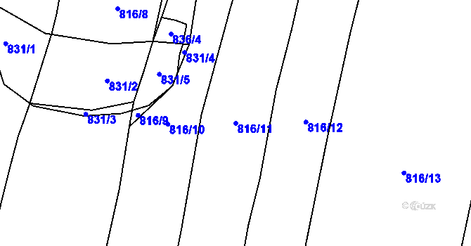 Parcela st. 816/11 v KÚ Jerlochovice, Katastrální mapa