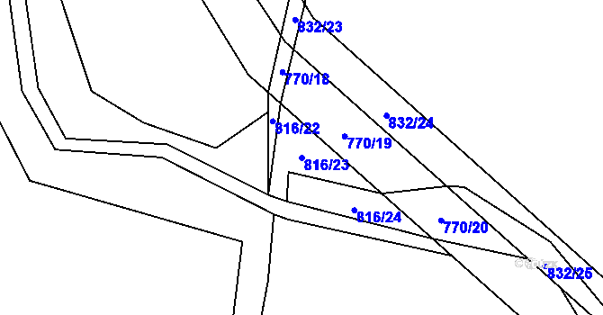 Parcela st. 816/23 v KÚ Jerlochovice, Katastrální mapa