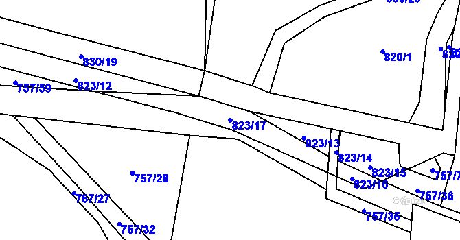 Parcela st. 823/17 v KÚ Jerlochovice, Katastrální mapa