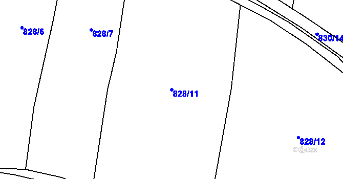 Parcela st. 828/11 v KÚ Jerlochovice, Katastrální mapa