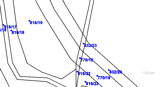 Parcela st. 832/23 v KÚ Jerlochovice, Katastrální mapa