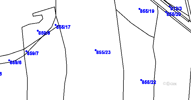 Parcela st. 855/23 v KÚ Jerlochovice, Katastrální mapa