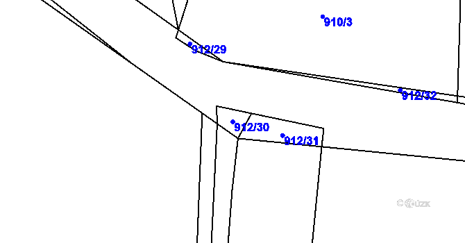 Parcela st. 912/30 v KÚ Jerlochovice, Katastrální mapa