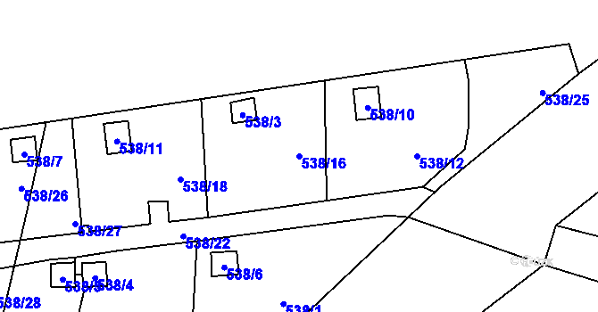 Parcela st. 538/16 v KÚ Jerlochovice, Katastrální mapa