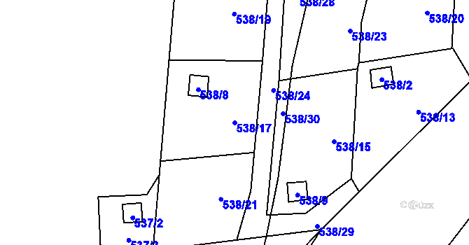 Parcela st. 538/17 v KÚ Jerlochovice, Katastrální mapa