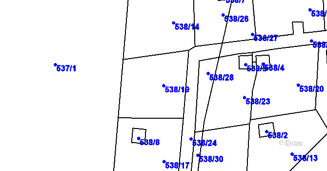 Parcela st. 538/19 v KÚ Jerlochovice, Katastrální mapa