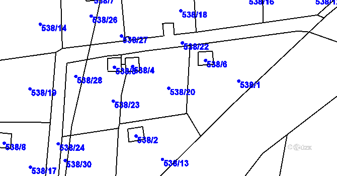 Parcela st. 538/20 v KÚ Jerlochovice, Katastrální mapa