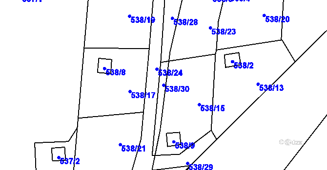 Parcela st. 538/30 v KÚ Jerlochovice, Katastrální mapa