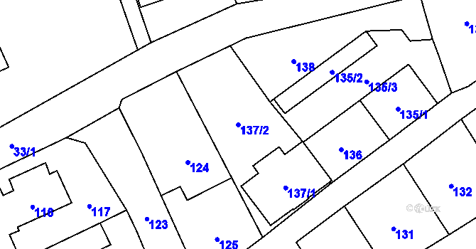 Parcela st. 137/2 v KÚ Jerlochovice, Katastrální mapa