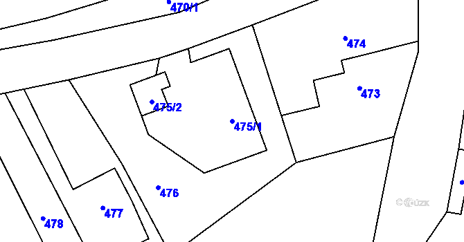 Parcela st. 475/1 v KÚ Jerlochovice, Katastrální mapa