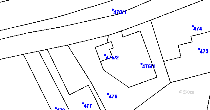 Parcela st. 475/2 v KÚ Jerlochovice, Katastrální mapa