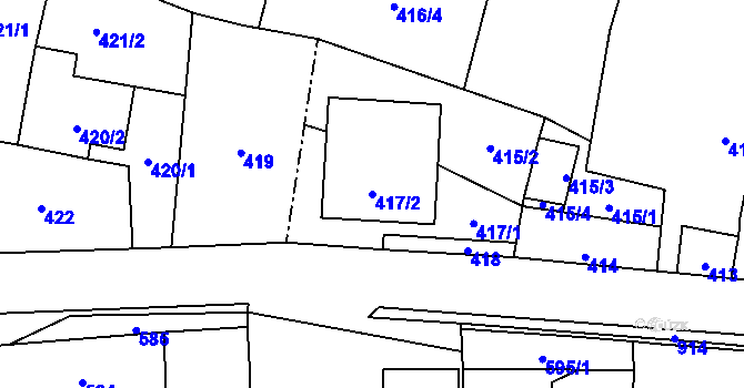 Parcela st. 417/2 v KÚ Jerlochovice, Katastrální mapa