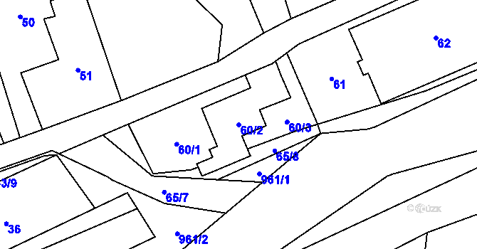 Parcela st. 60/2 v KÚ Jerlochovice, Katastrální mapa