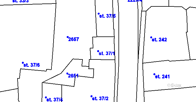 Parcela st. 37/1 v KÚ Golčův Jeníkov, Katastrální mapa