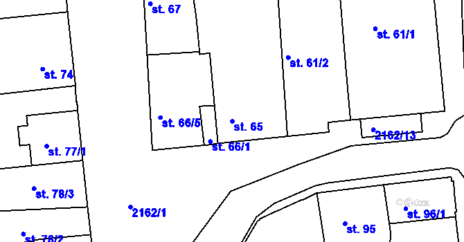 Parcela st. 65 v KÚ Golčův Jeníkov, Katastrální mapa
