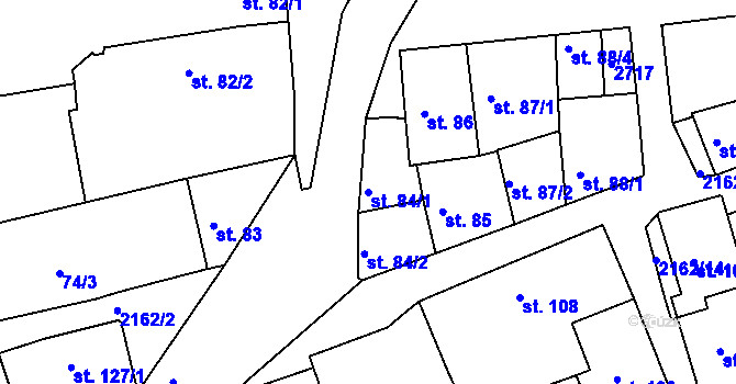 Parcela st. 84/1 v KÚ Golčův Jeníkov, Katastrální mapa