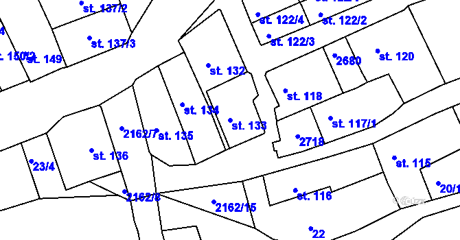 Parcela st. 133 v KÚ Golčův Jeníkov, Katastrální mapa