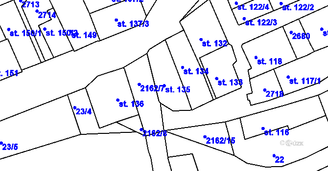 Parcela st. 135 v KÚ Golčův Jeníkov, Katastrální mapa