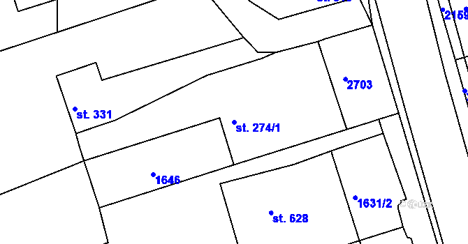 Parcela st. 274/1 v KÚ Golčův Jeníkov, Katastrální mapa