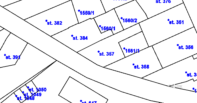 Parcela st. 357 v KÚ Golčův Jeníkov, Katastrální mapa