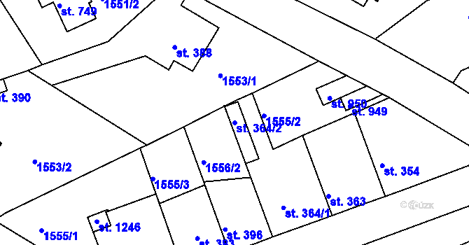 Parcela st. 364/2 v KÚ Golčův Jeníkov, Katastrální mapa