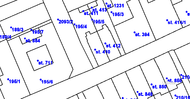 Parcela st. 410 v KÚ Golčův Jeníkov, Katastrální mapa