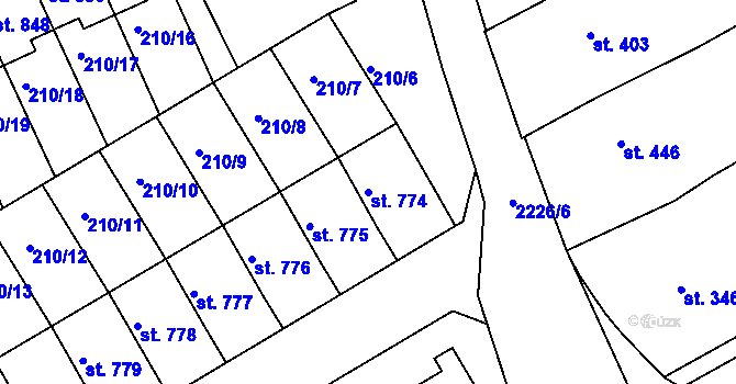 Parcela st. 774 v KÚ Golčův Jeníkov, Katastrální mapa