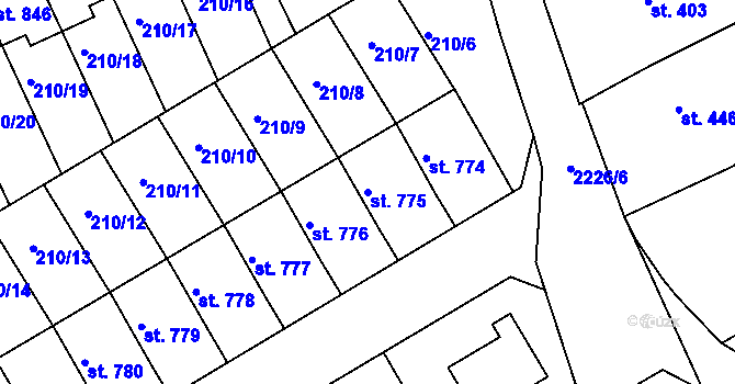 Parcela st. 775 v KÚ Golčův Jeníkov, Katastrální mapa