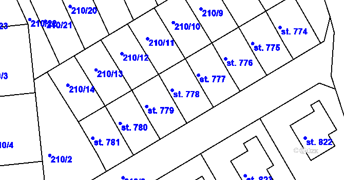 Parcela st. 778 v KÚ Golčův Jeníkov, Katastrální mapa