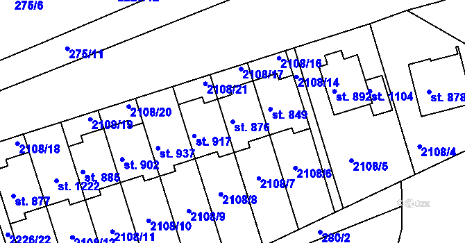 Parcela st. 876 v KÚ Golčův Jeníkov, Katastrální mapa