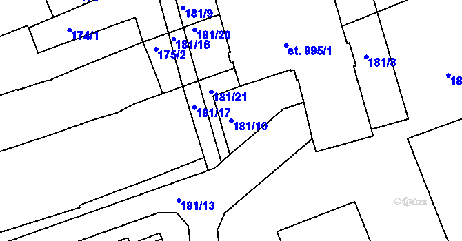 Parcela st. 181/10 v KÚ Golčův Jeníkov, Katastrální mapa