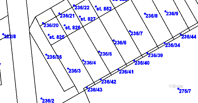 Parcela st. 236/5 v KÚ Golčův Jeníkov, Katastrální mapa
