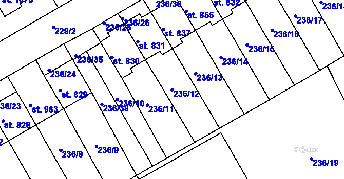 Parcela st. 236/12 v KÚ Golčův Jeníkov, Katastrální mapa