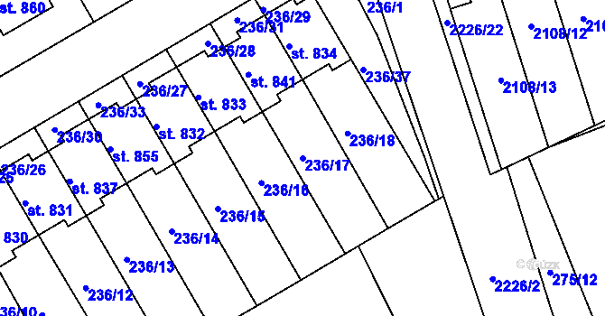 Parcela st. 236/17 v KÚ Golčův Jeníkov, Katastrální mapa