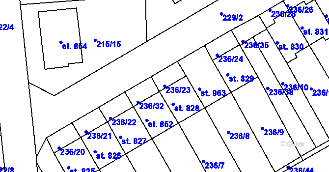 Parcela st. 236/23 v KÚ Golčův Jeníkov, Katastrální mapa