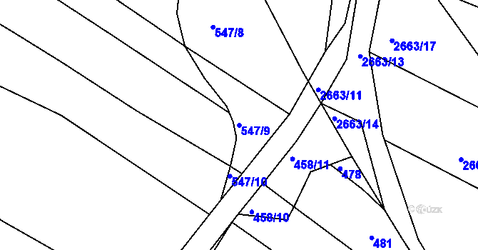 Parcela st. 547/9 v KÚ Golčův Jeníkov, Katastrální mapa